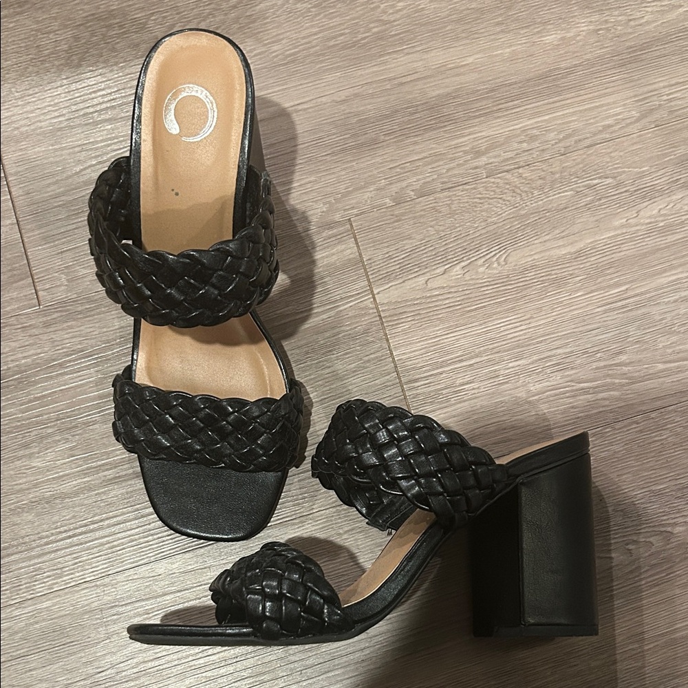 Chic Black Braided Women's Heels